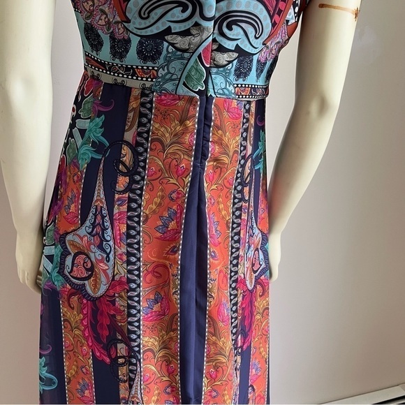 Nwt Sobe Boutique Women’s Halter Sleeveless Boho Maxi Dress Multi Color M - Picture 9 of 16